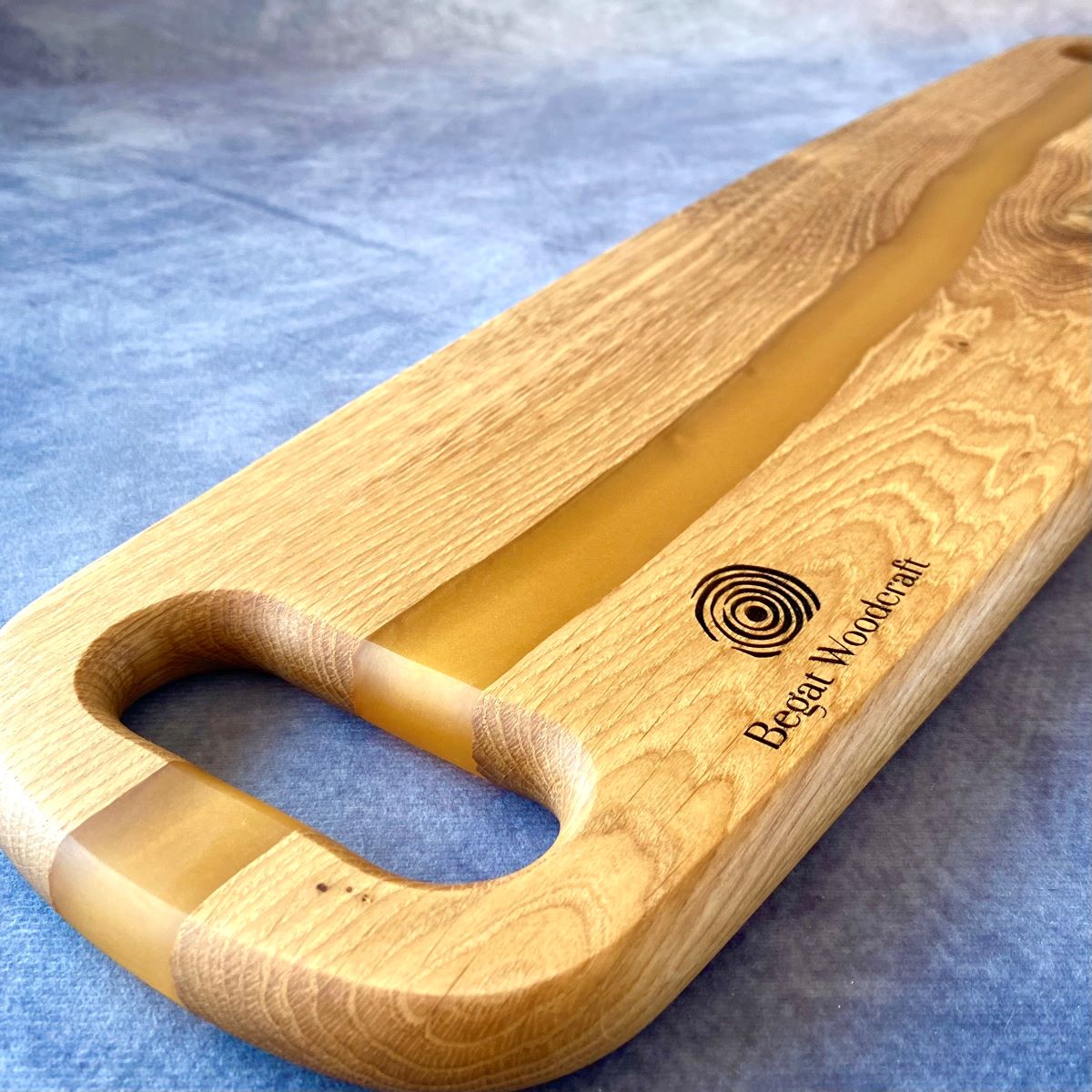 Oak charcuterie board with gold resin