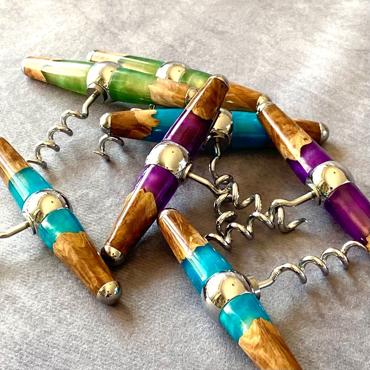 Handmade Mallee Burr and Resin Corkscrew