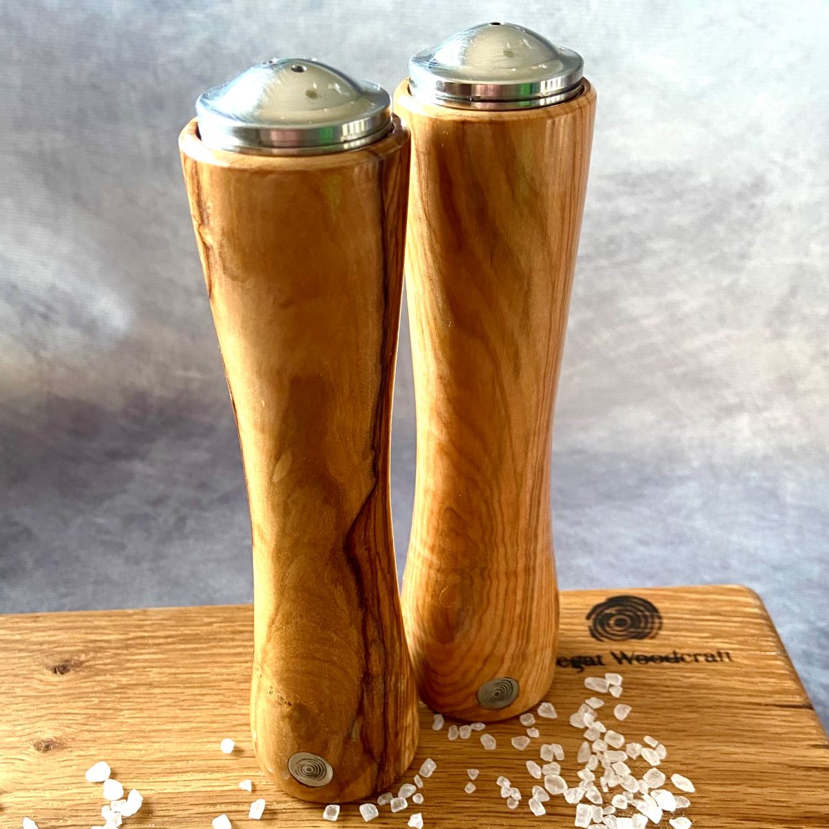 Hand Turned Mediterranean Olive Salt and Pepper Shaker Set