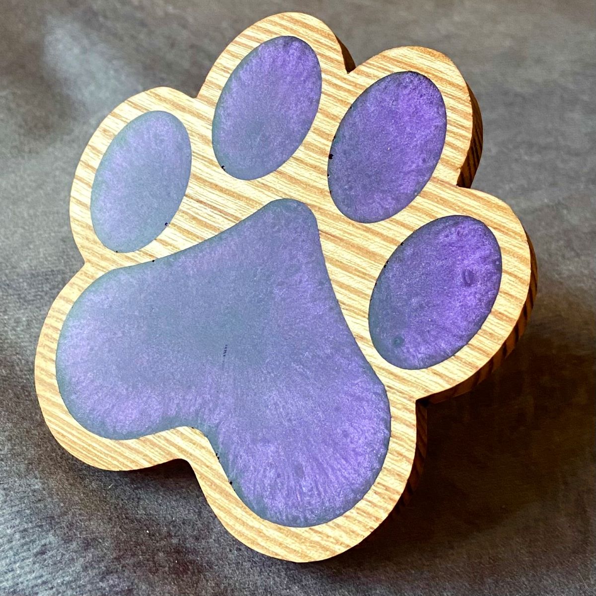 Paw print design purple resin coaster