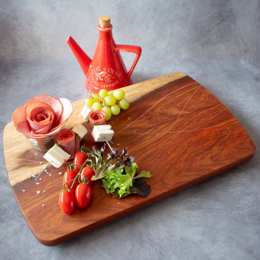 Handcrafted Charcuterie Board in African Rosewood with English Elm Weave