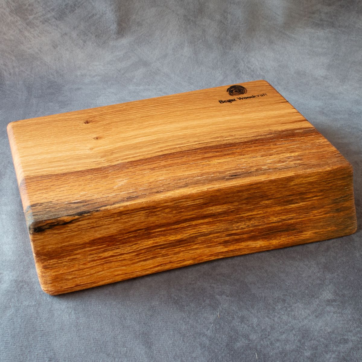 English oak cocktail board front edge view