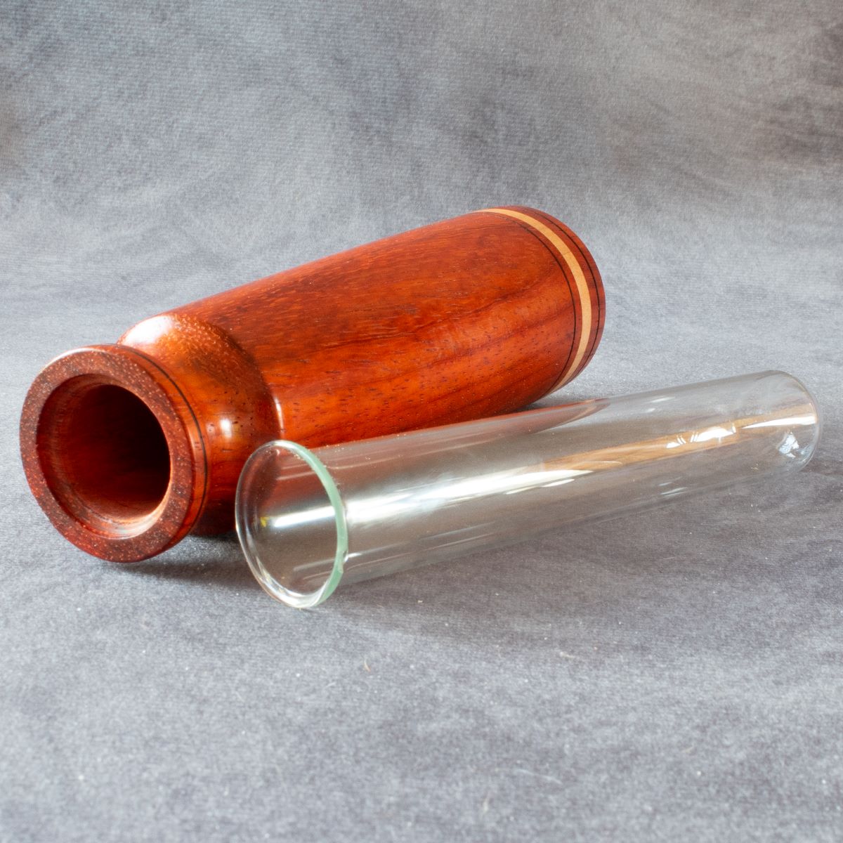 Padauk bud vase showing glass tube removed