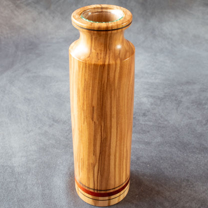 Olive wood bud vase front view