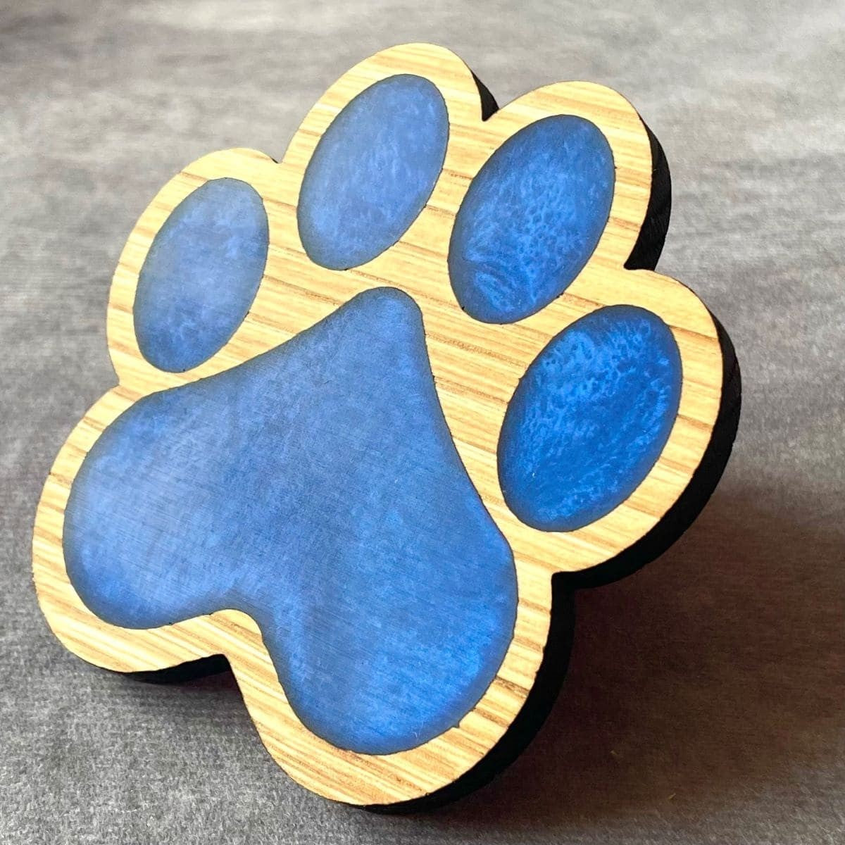 handmade blue resin pawprint coaster gifts uk