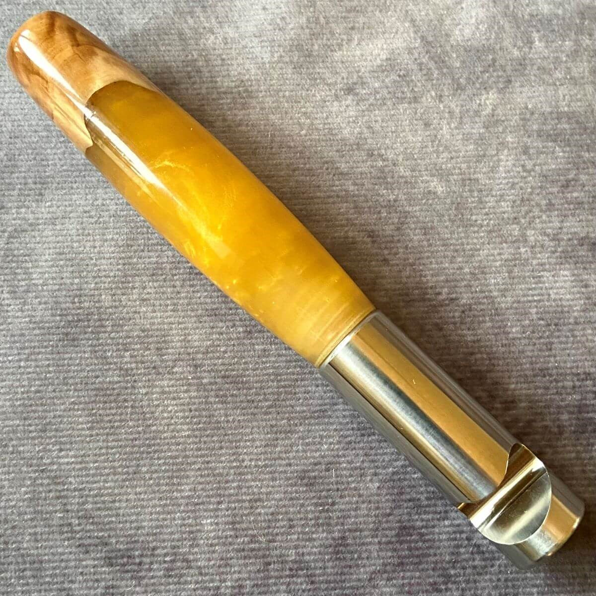 handmade gold resin and burr wood bottle opener artisan gifts uk