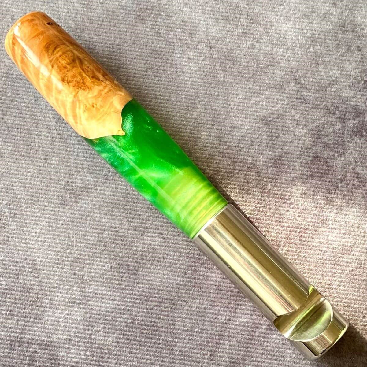 handmade green resin and burr wood bottle opener artisan gifts uk