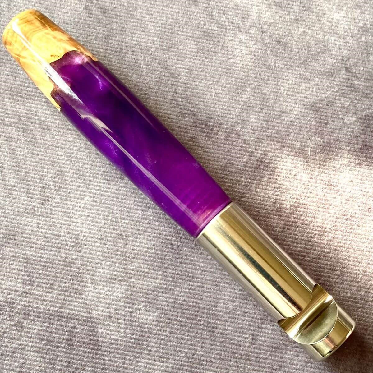 handmade purple resin and burr wood bottle opener artisan gifts uk