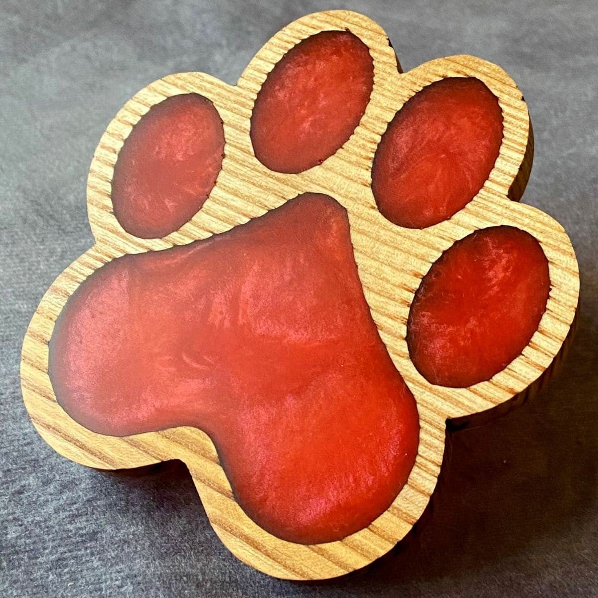 handmade red resin pawprint coaster gifts uk