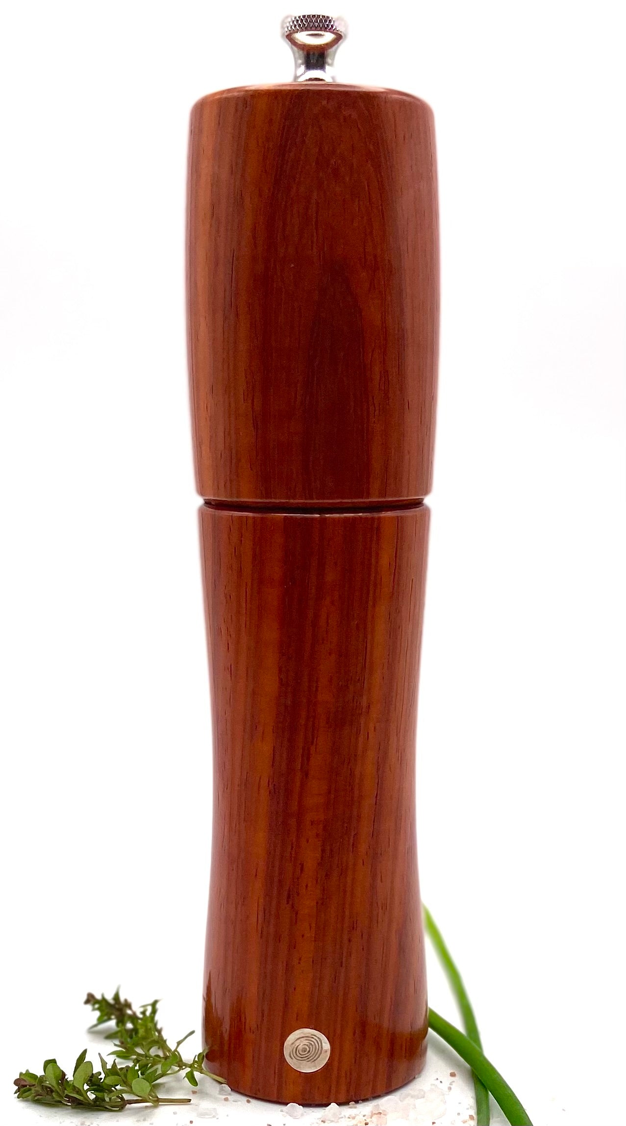 Side view of padauk salt mill 