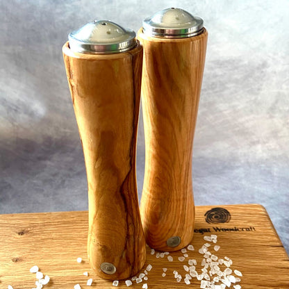 Hand Turned Mediterranean Olive Salt and Pepper Shaker Set