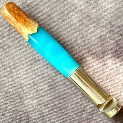 Mallee burr and turquoise resin bottle opener 
