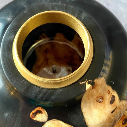 Close up showing the internal finish on this threaded lid pet urn.