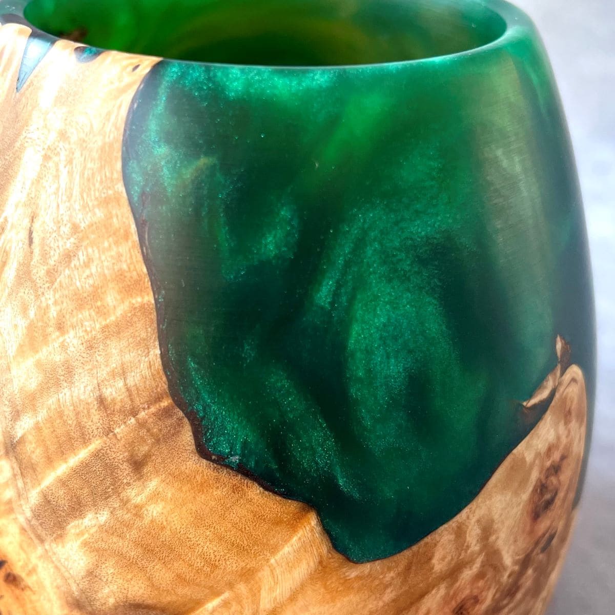 Close up detail of natural grain on wooden sculpture uk.