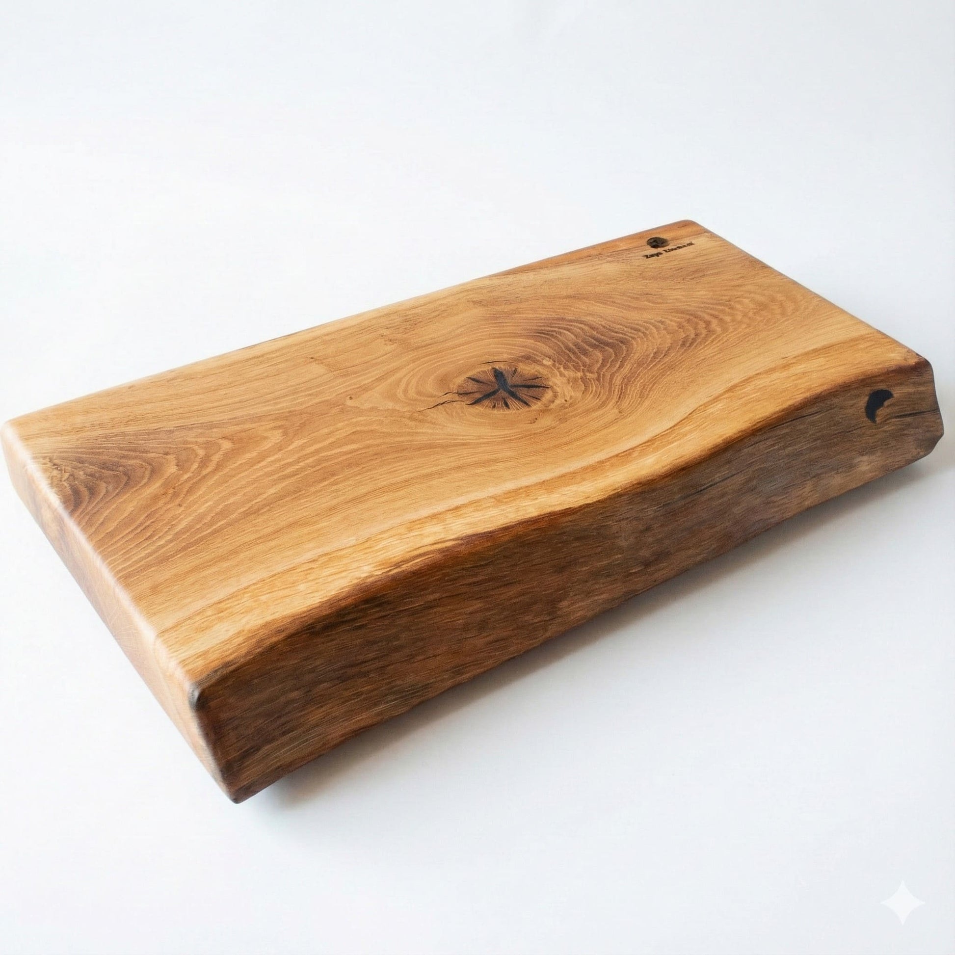 Handmade Live Edge English Oak chopping board 500mm front view UK