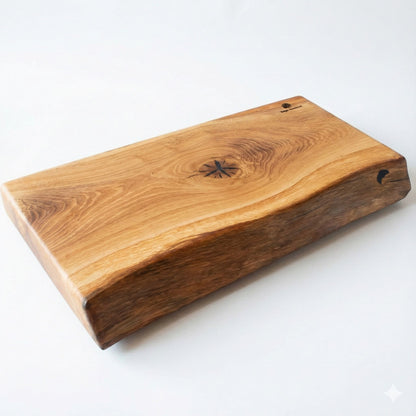 Handmade Live Edge English Oak chopping board 500mm front view UK