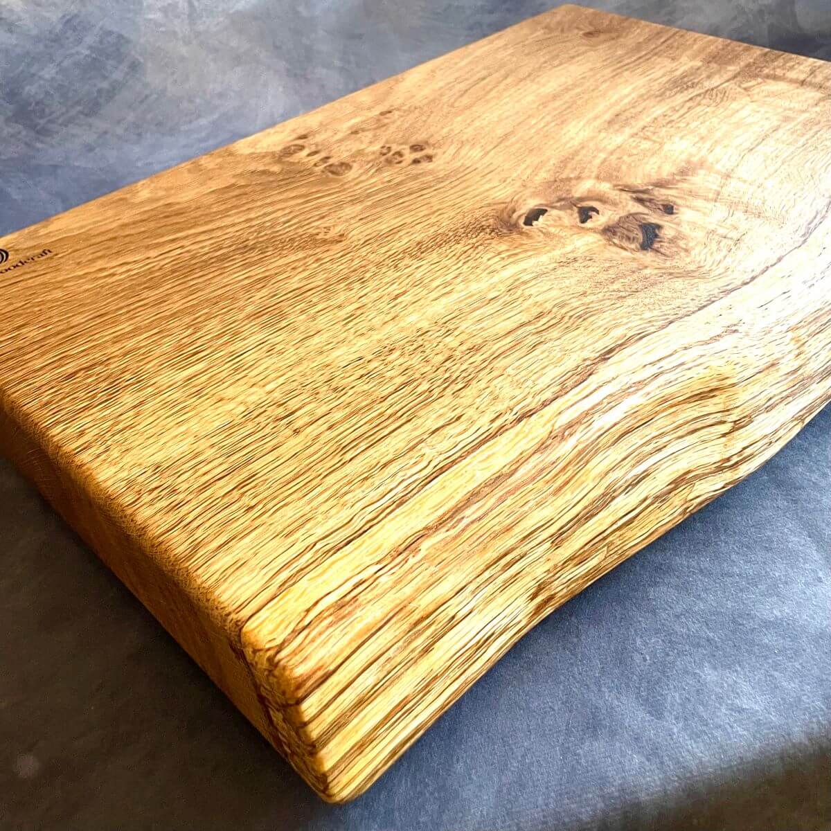 Handmade Live Edge English Oak chopping board 500mm front view UK personalised gift uk