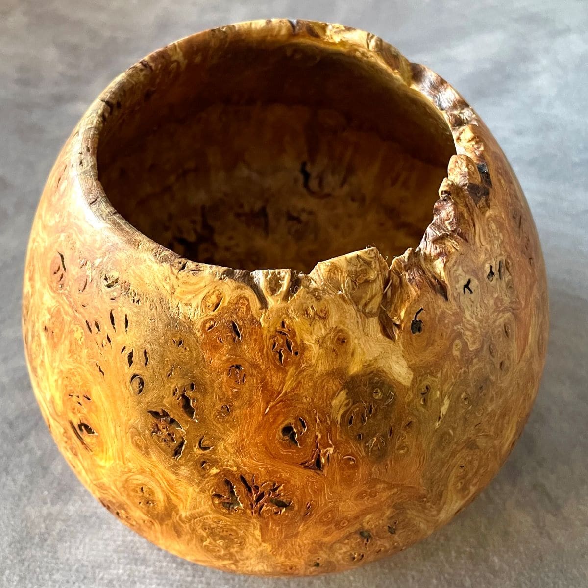 Top down view of wooden decorative vessel uk wooden art