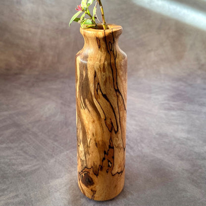 Handmade Spalted Beech wooden bud vase 150mm tall UK