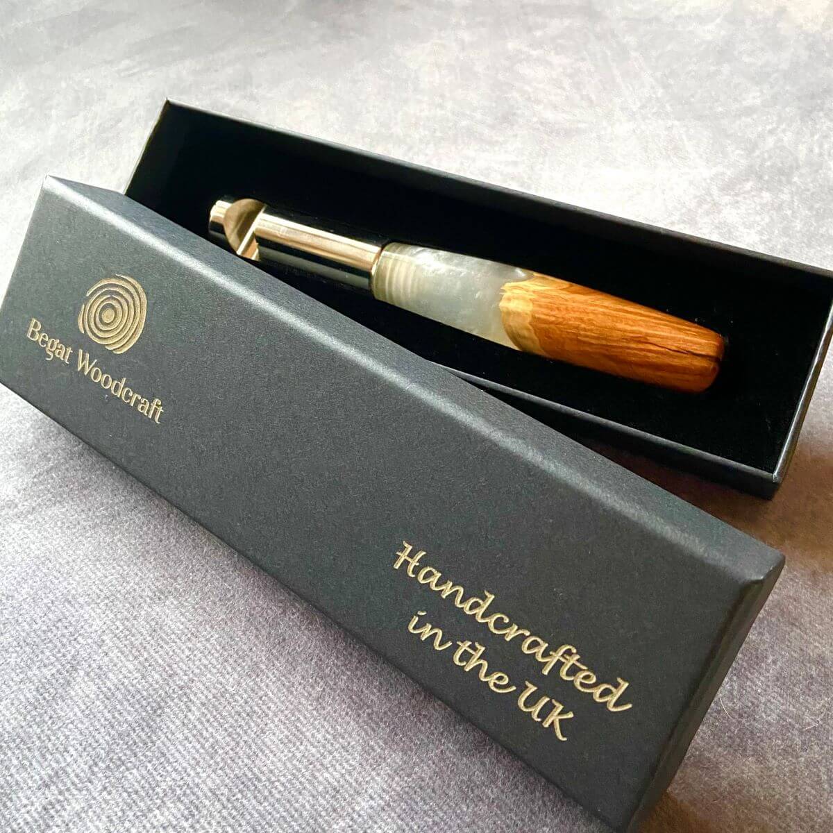 bottle opener with mallee burr and resin handle in begat woodcraft laser engraved gift box