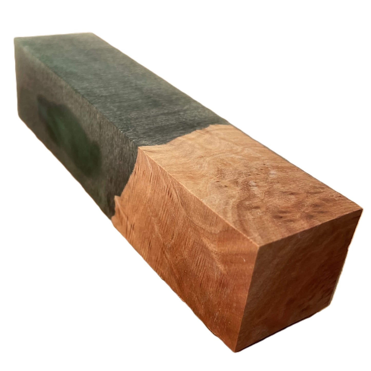 Emerald green resin and Mallee burr hybrid handle blank for knife making