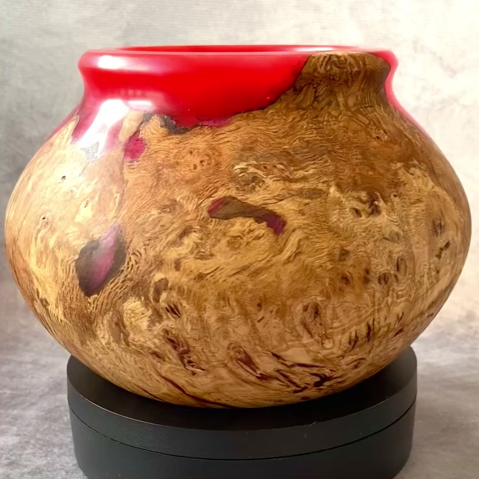 Red and oak burr hollow form video