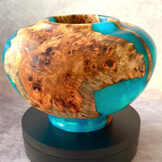 Turquoise and mappa burr hollow form video
