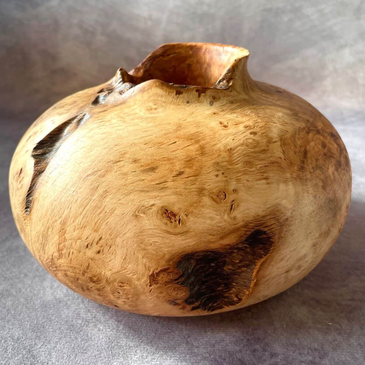 English Oak Burl Vessel sculptured  wooden art uk